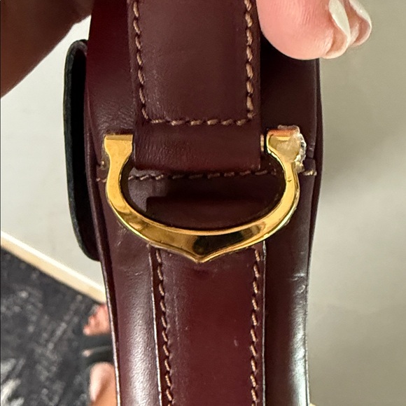 Cartier Vintage Burgundy Leather crossbody bag with Gold Details W/ COA - Picture 9 of 12